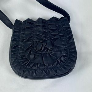 Loeffler Randall Mini Crossbody Nappa Leather Ruffle Pleated Flap Handbag Wallet